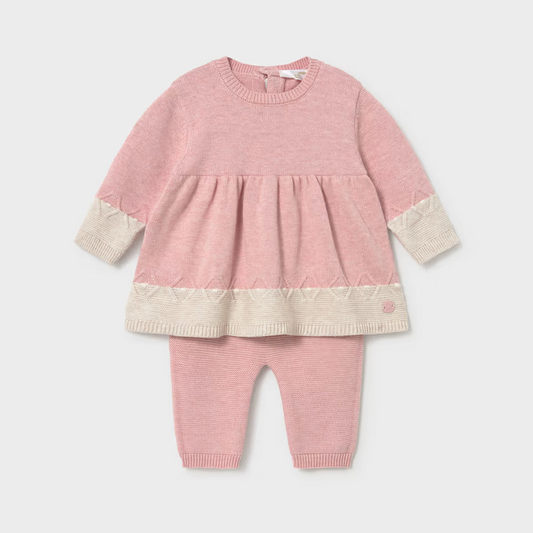 NEWBORN GIRL DRESS WITH LEGGING SET || ROSE