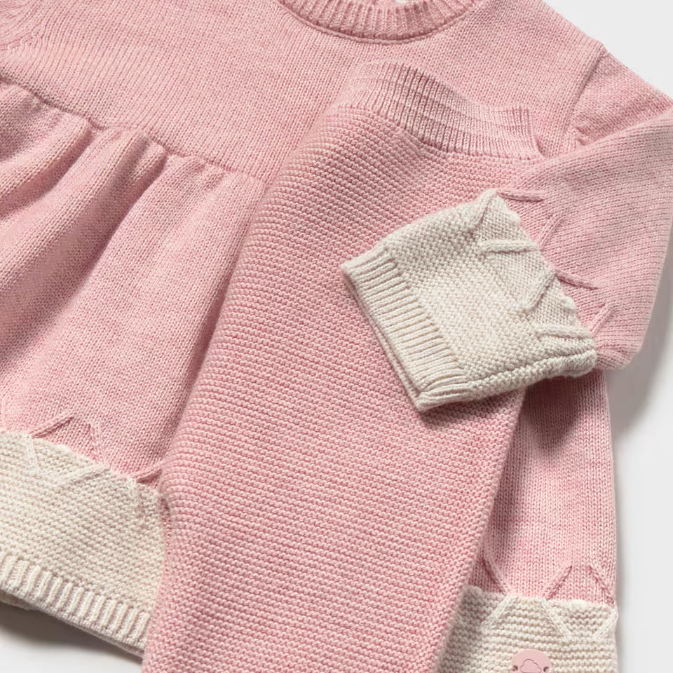 NEWBORN GIRL DRESS WITH LEGGING SET || ROSE